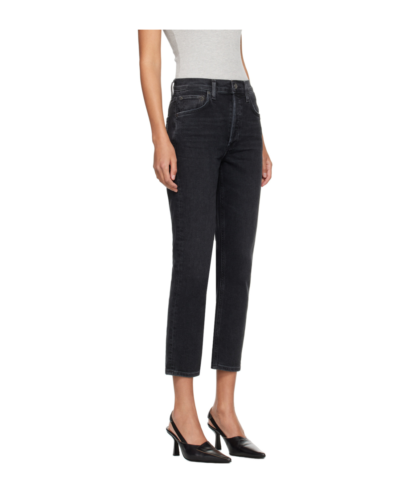 Agolde 90s Pinch Waist Straight-leg High-rise Organic-cotton Denim Jeans In Black
