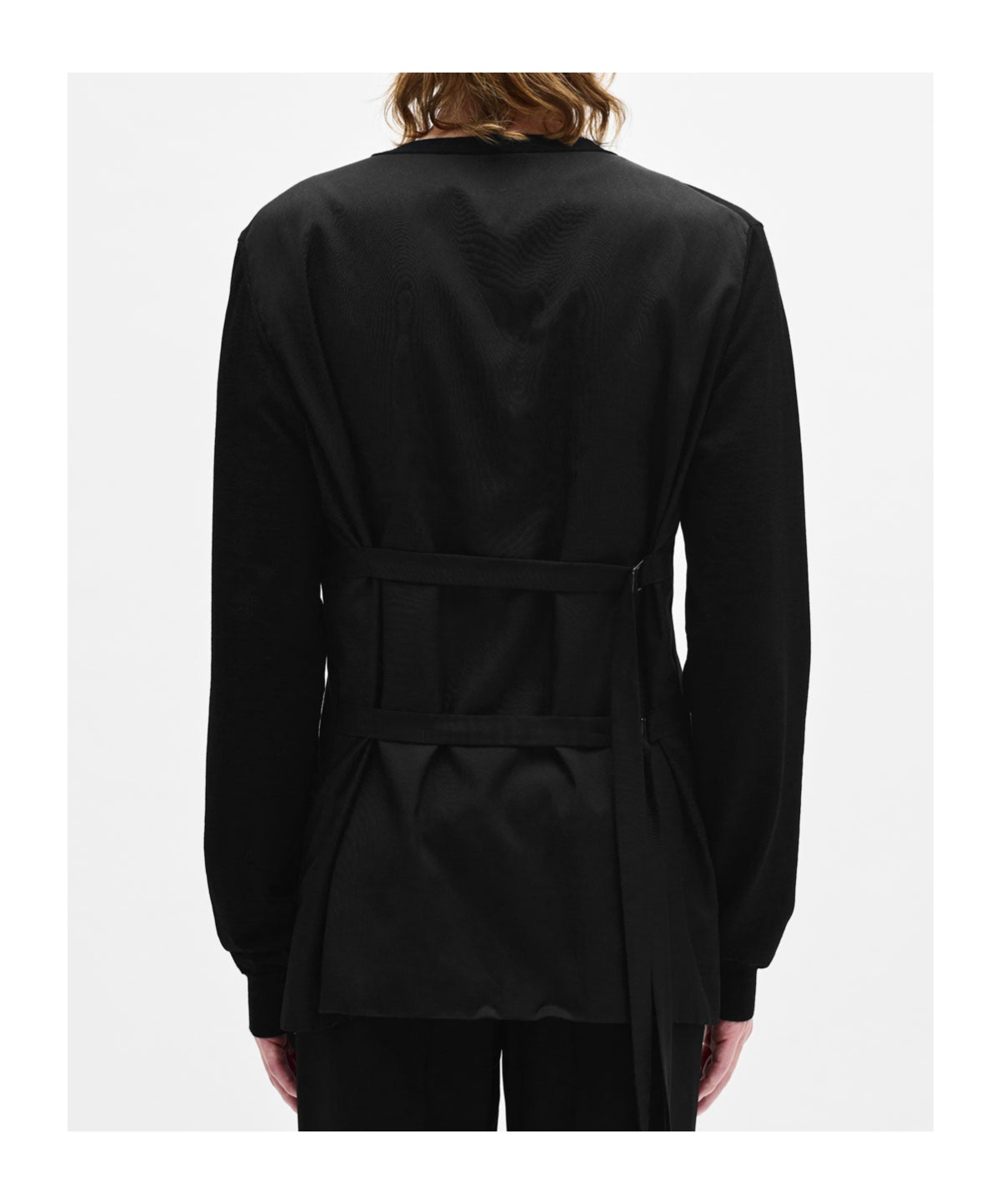 Ann Demeulemeester Asymmetrical Wool Cardigan In Black