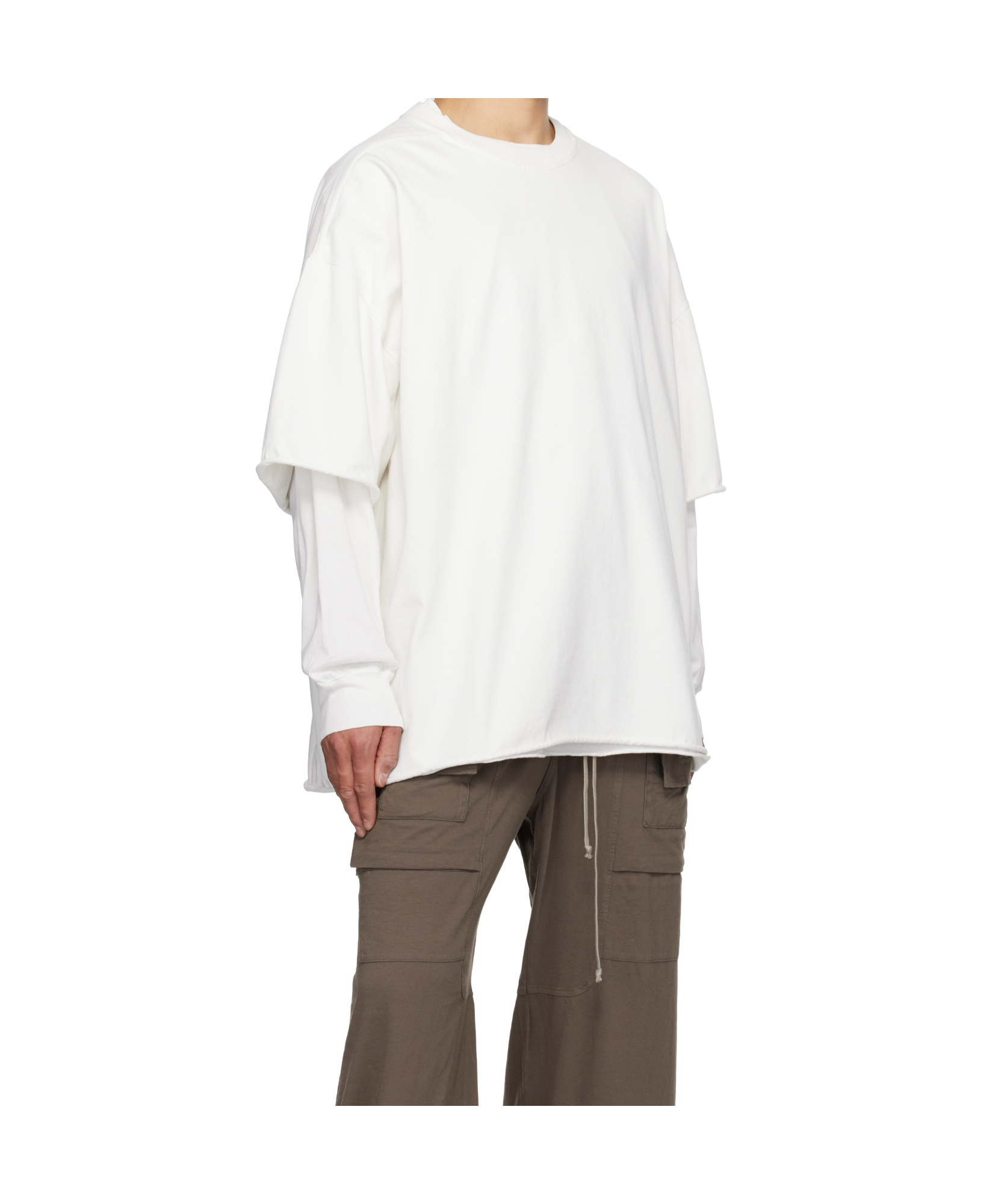 Rick Owens Drkshdw Off-white Hollywood Tommy Hustler Sweat T-shirt In White