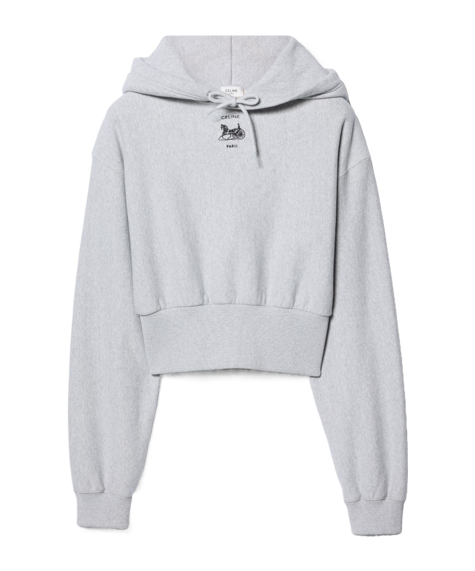 Celine Cropped Hoodie In Cotton Fleece In Gray