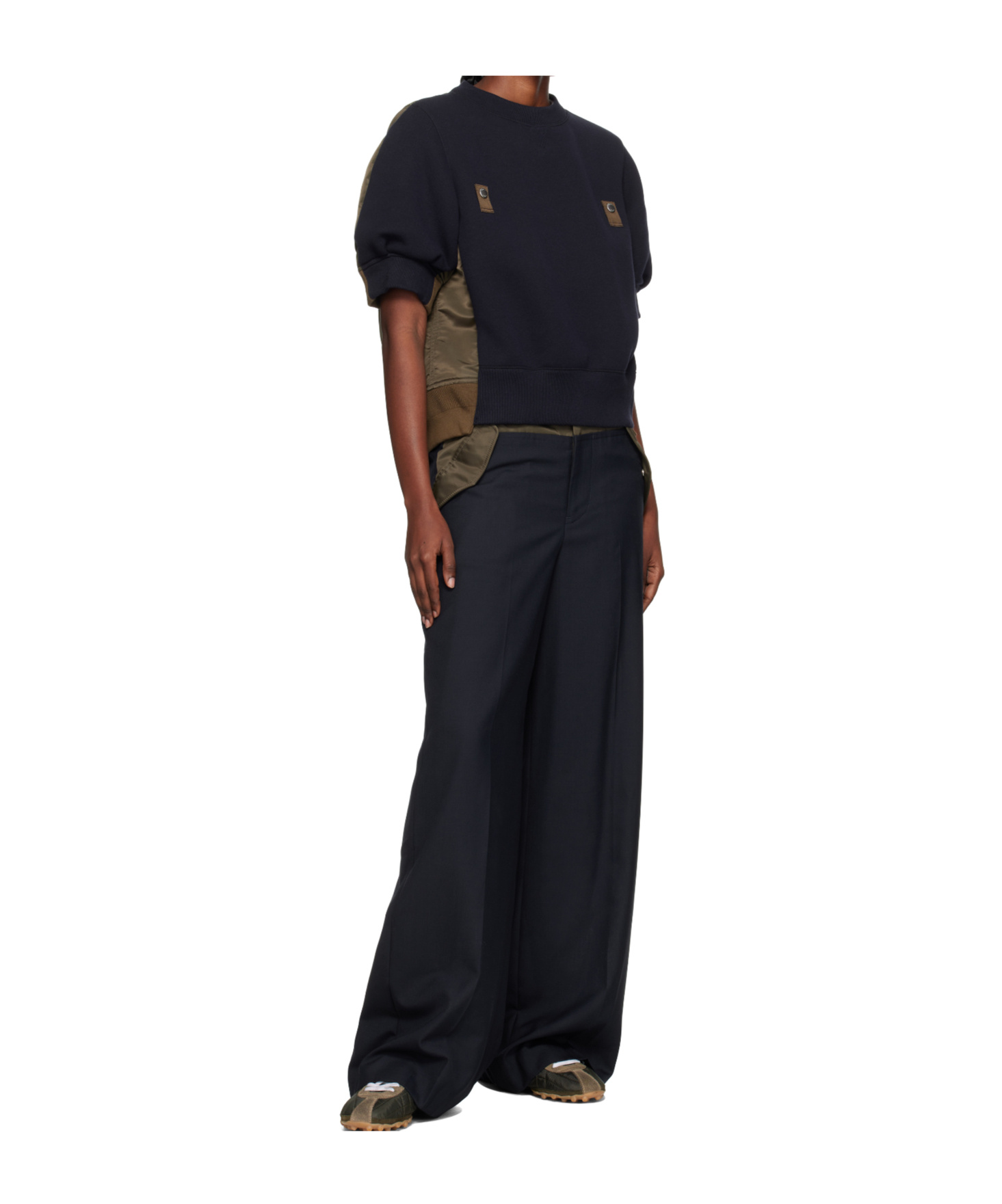 Sacai Sponge X Nylon Twill Sweatshirt In Black