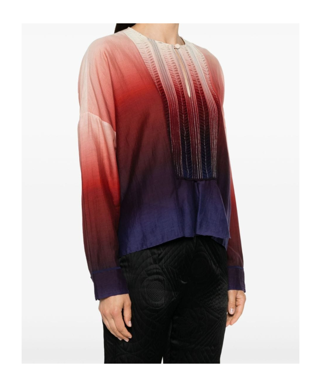 FORTE FORTE MULTICOLOUR GRADIENT-EFFECT PLEAT-DETAIL BLOUSE STRONG STRONG