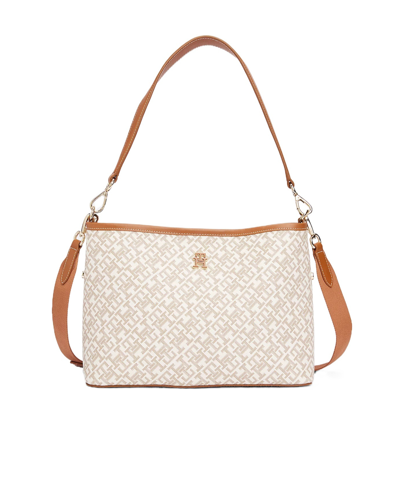 Tommy Hilfiger Th Monoplay Smooth Shoulder Bag In Nude