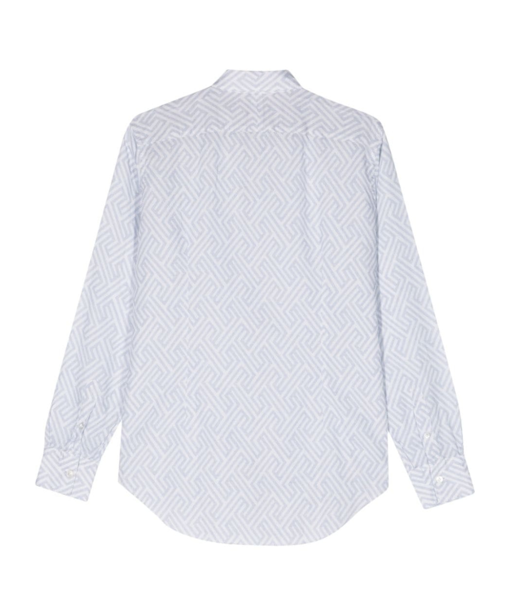 Eleventy Geometric-print Button-up Shirt In Blue