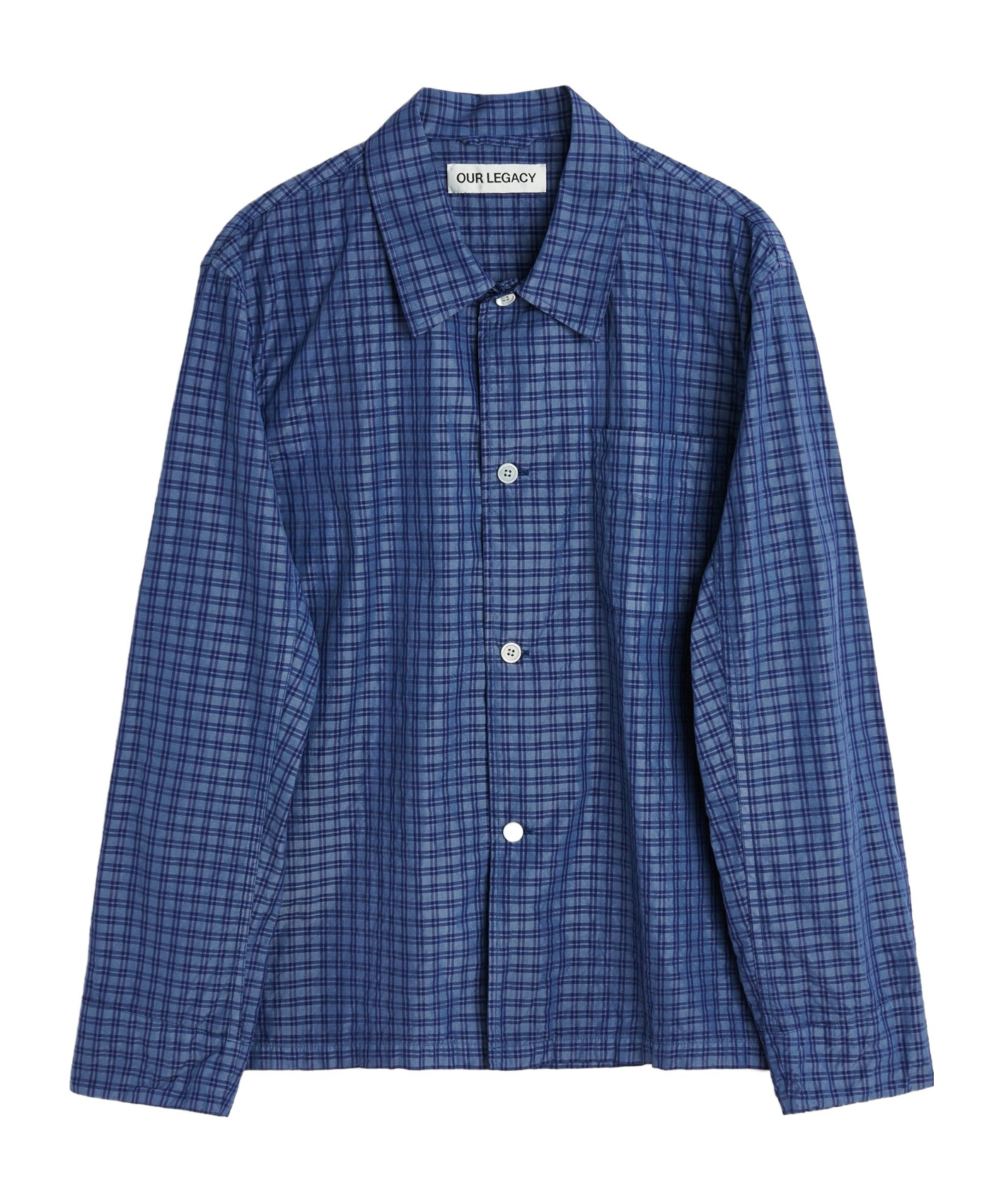 Our Legacy Long Sleeve Button Front Box Shirt In Blue