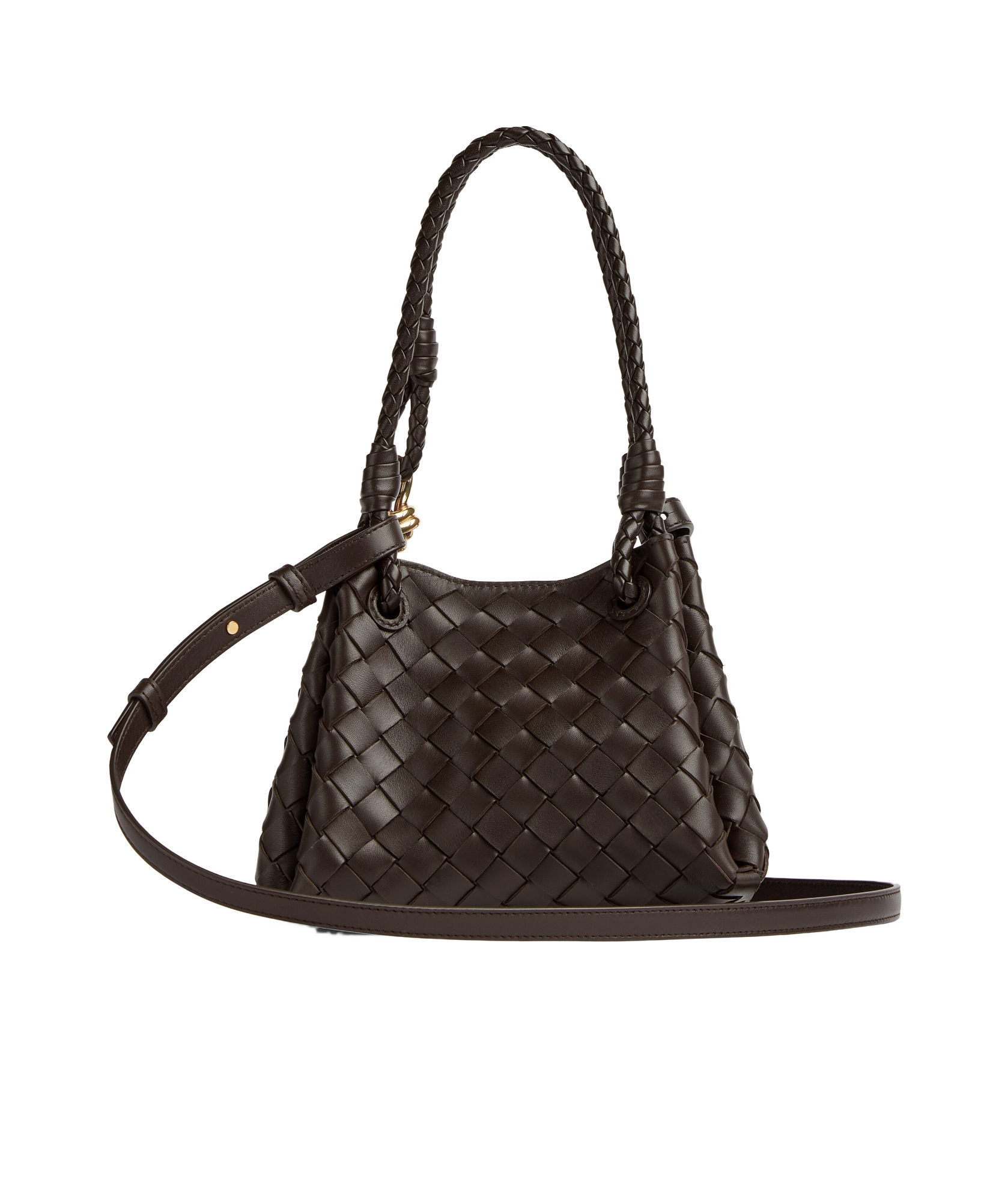 Bottega Veneta Andiamo Parachute Small Intrecciato Leather Shoulder Bag In Black