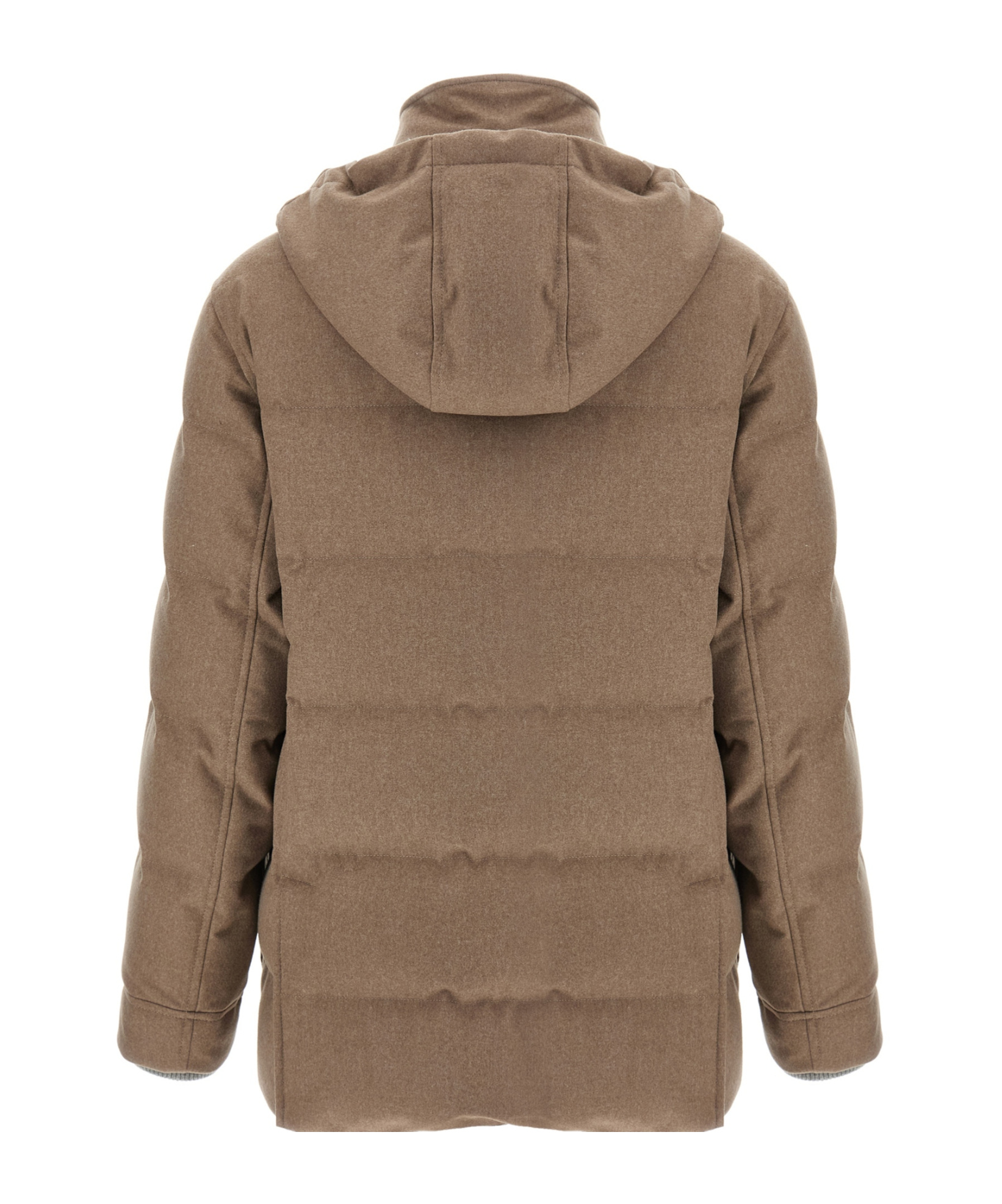 Brunello Cucinelli Flannel Down Jacket Puffer Jackets Beige In Brown