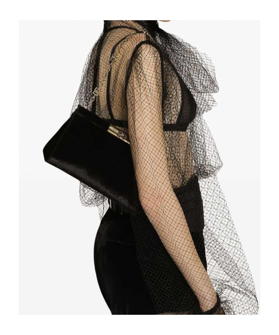 Dolce & Gabbana Marlene Small Satin Shoulder Bag In Black