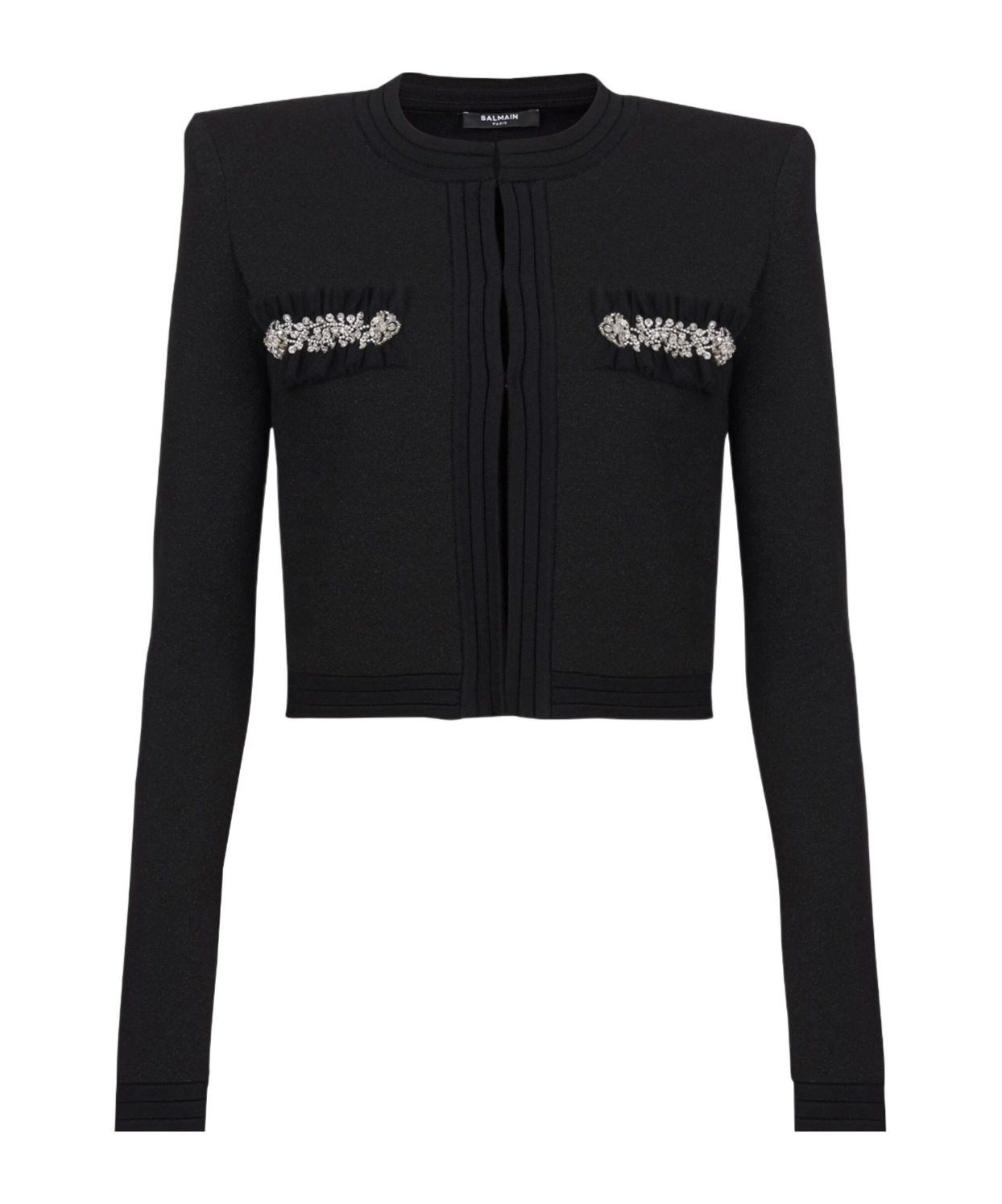 Balmain Crystal-embellished Cardigan In Black