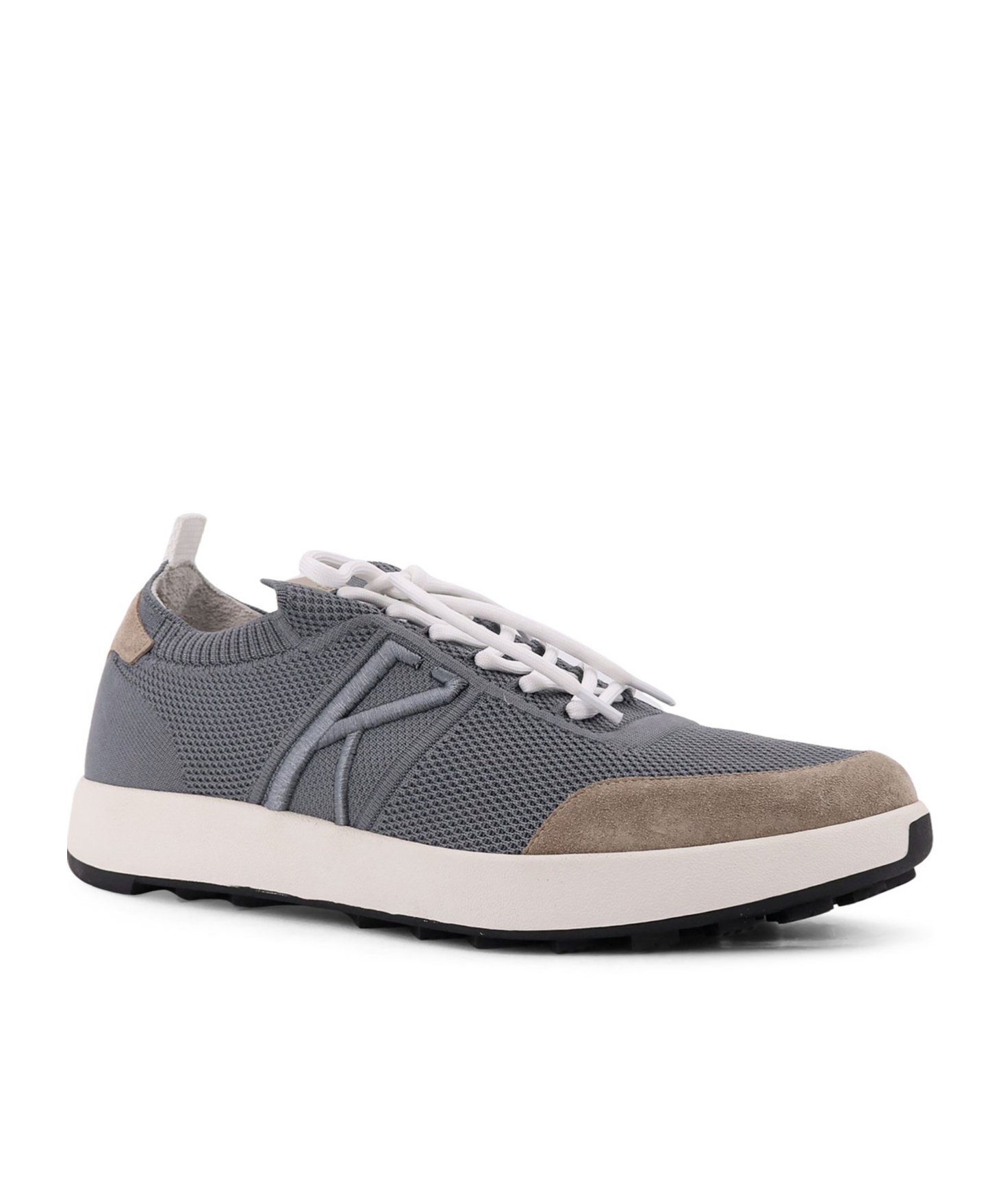 Kiton Low-top Mesh Sneakers With Suede Profiles In Gray