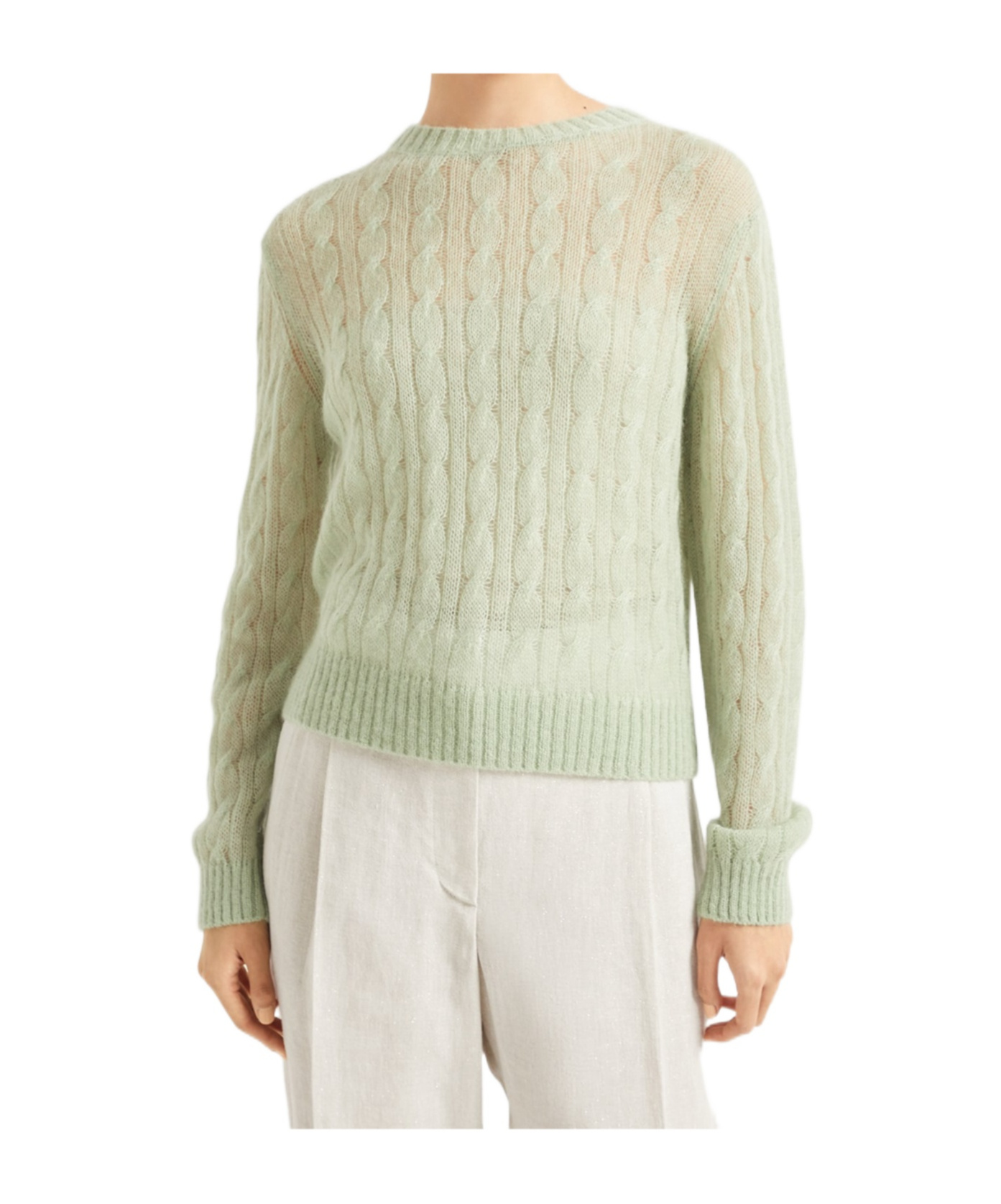 Brunello Cucinelli Mohair-blend Cable-knit Sweater In White