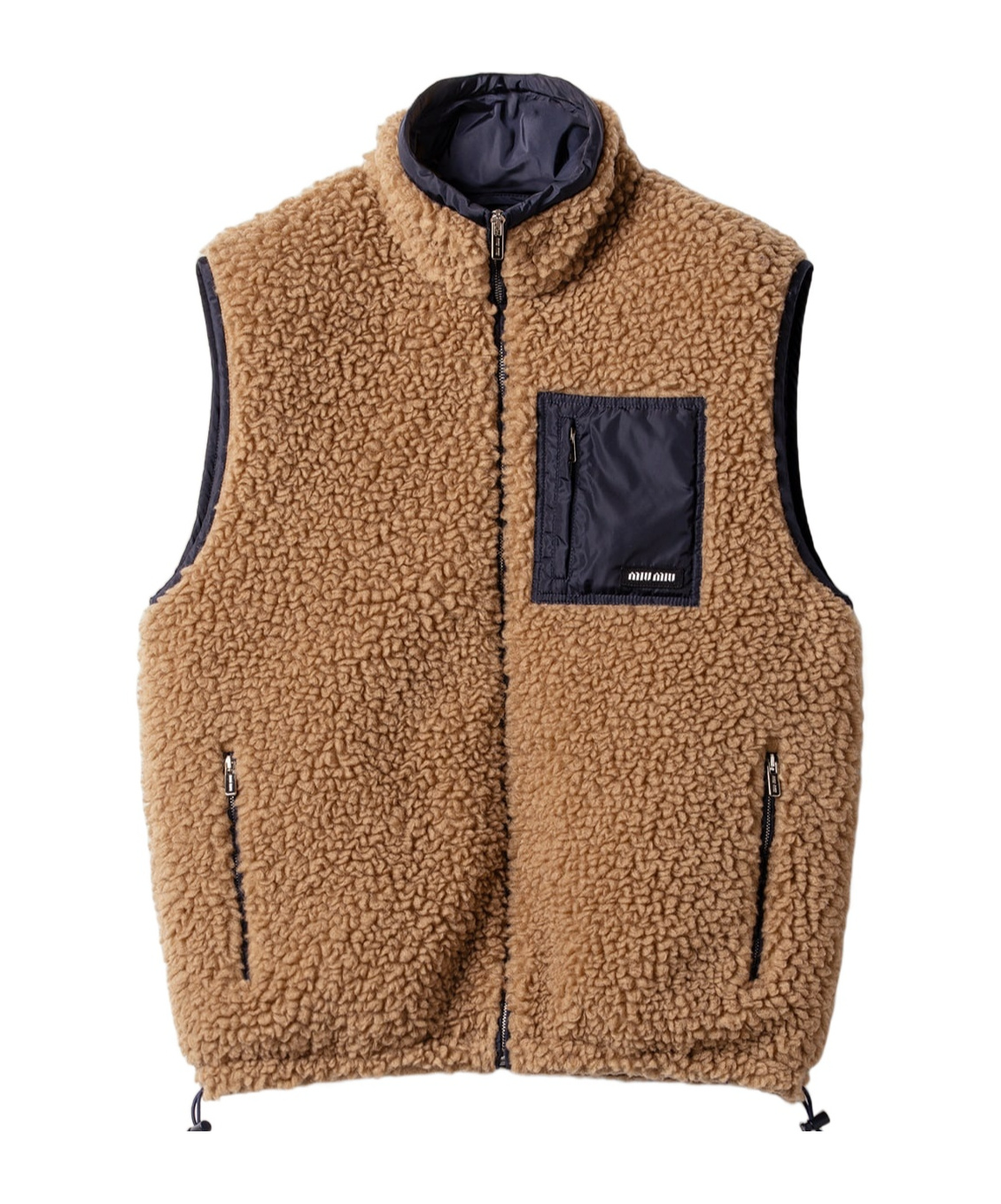 Miu Miu Teddy Down Vest With Technical Pongé In Brown