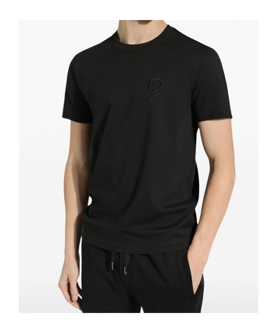 Dolce & Gabbana Dg-embroidered Jersey Crewneck T-shirt In Black