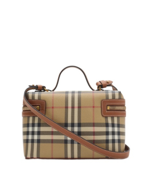Burberry Women Beige Crossbody Bag With Adjutable And Removable Shoulder Strap And All-over Check Mo In Brown