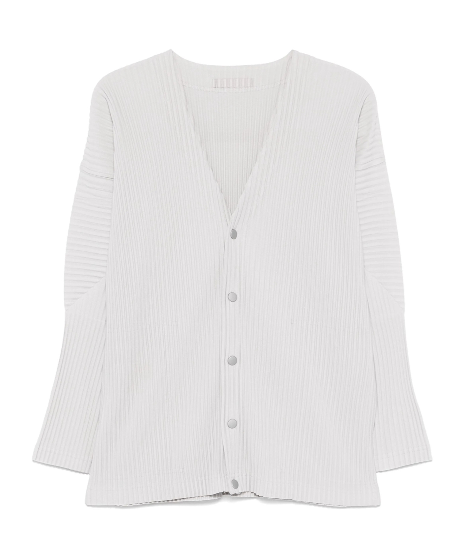 Issey Miyake Ribbed Texture V-neck Cardigan Pockets In White