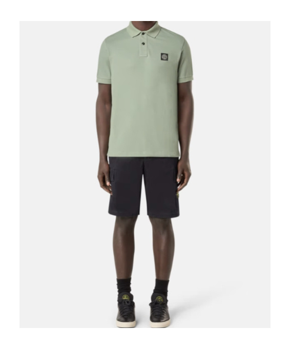 Stone Island Blue Shorts With Elastic Drawstring Waist And Logo Patch On The Front In Cotton Man In Blue