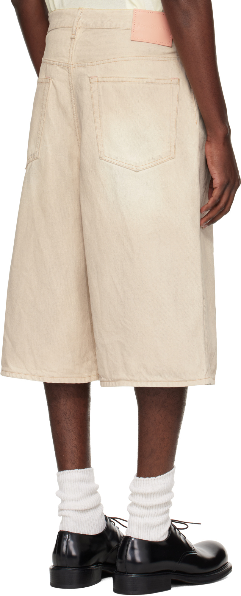 Acne Studios Belt Loop Denim Shorts In Neutral