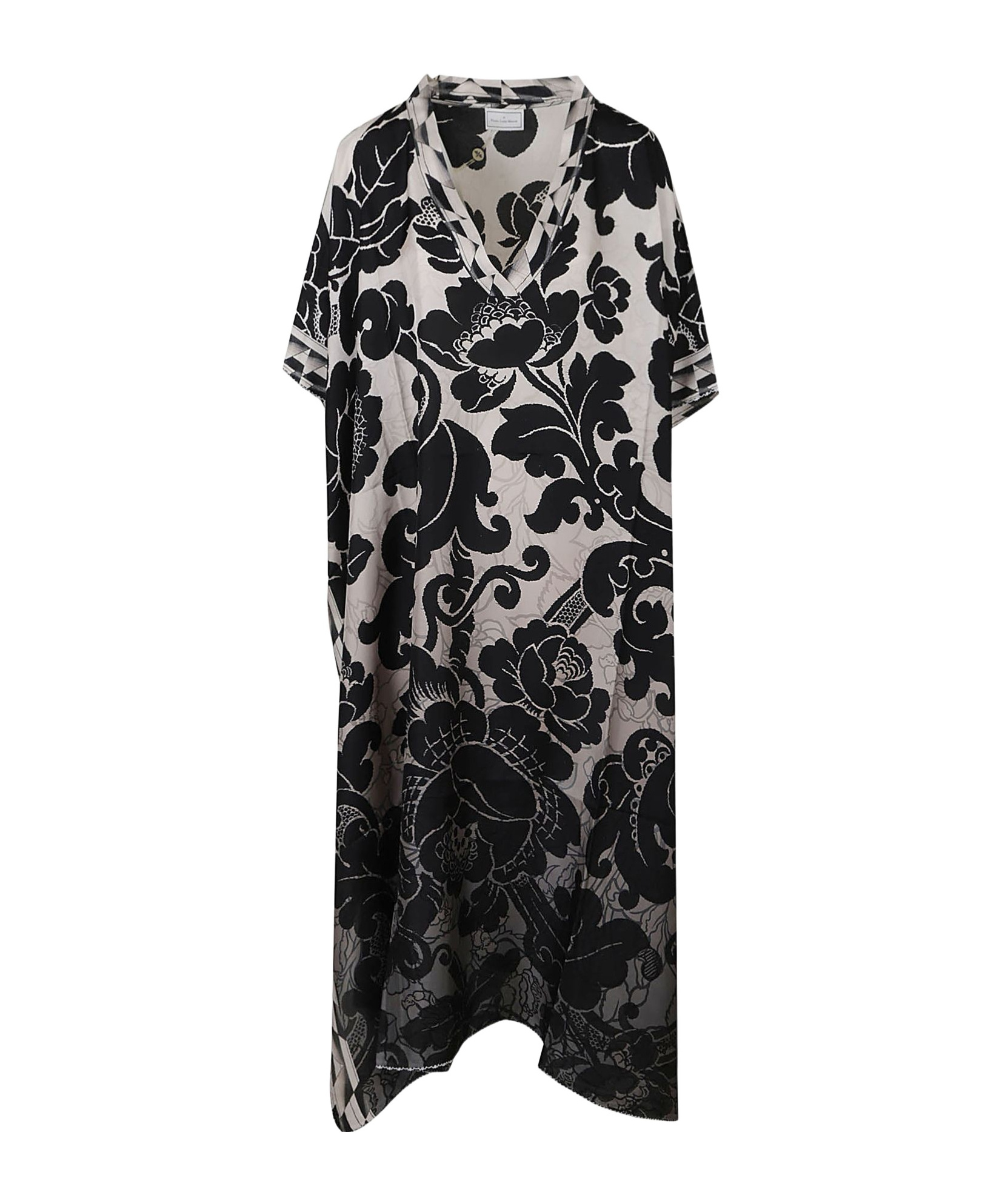 Pierre-louis Mascia Floral-print Handkerchief Silk Kaftan In Black