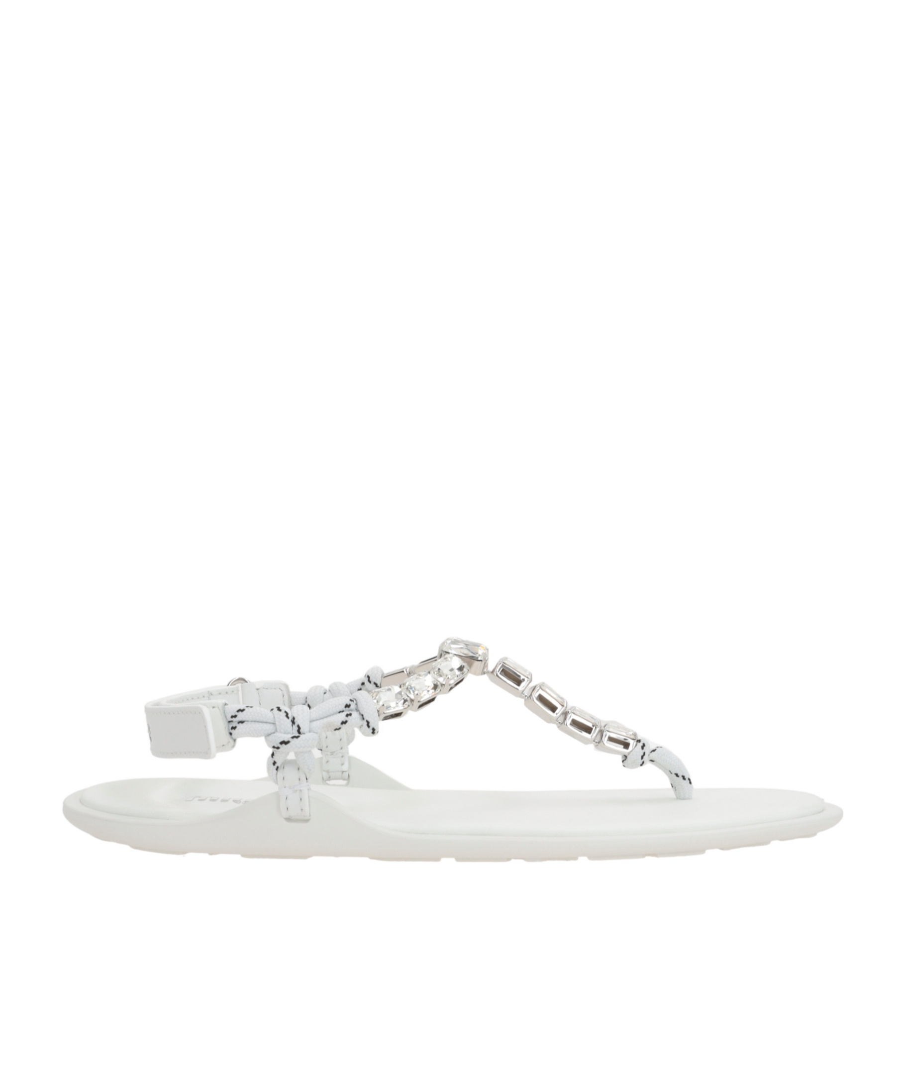 Miu Miu Crystal-embellished Thong Sandals In White