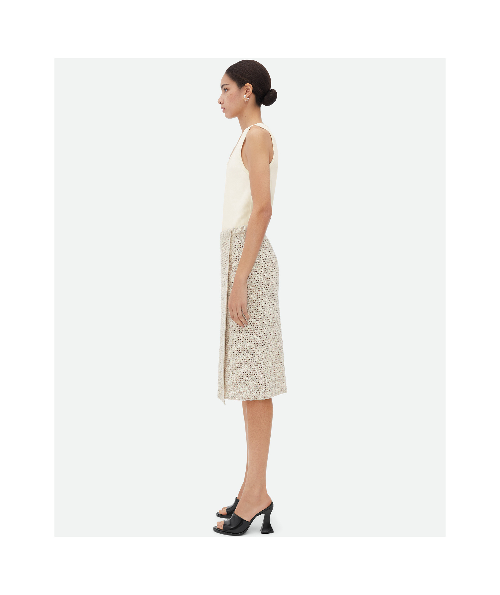 Bottega Veneta Cotton Wrap Skirt Crochet Effect In Neutral