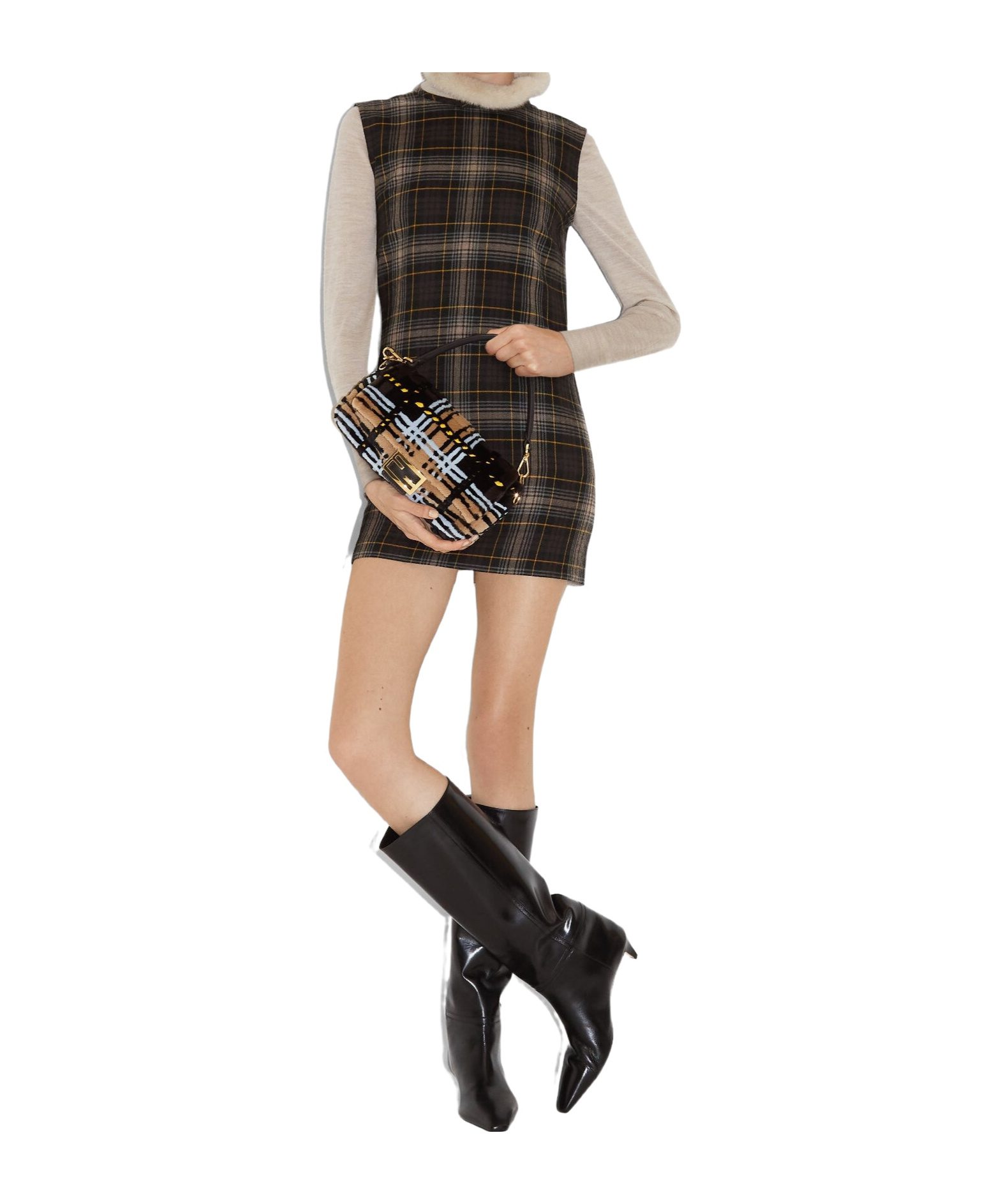 Fendi Mini Abito In Misto Lana Cappuccino Donna In Nude