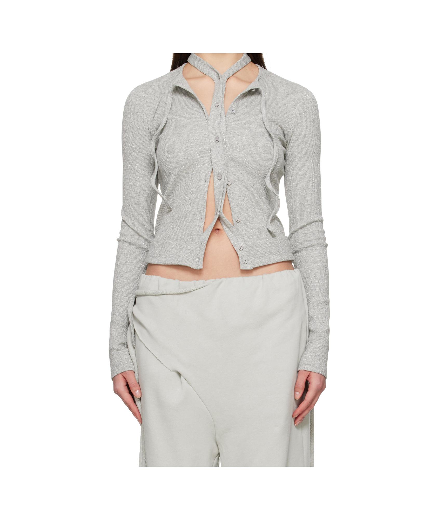 Ottolinger Gray Double Closure Rib Cardigan In Grey