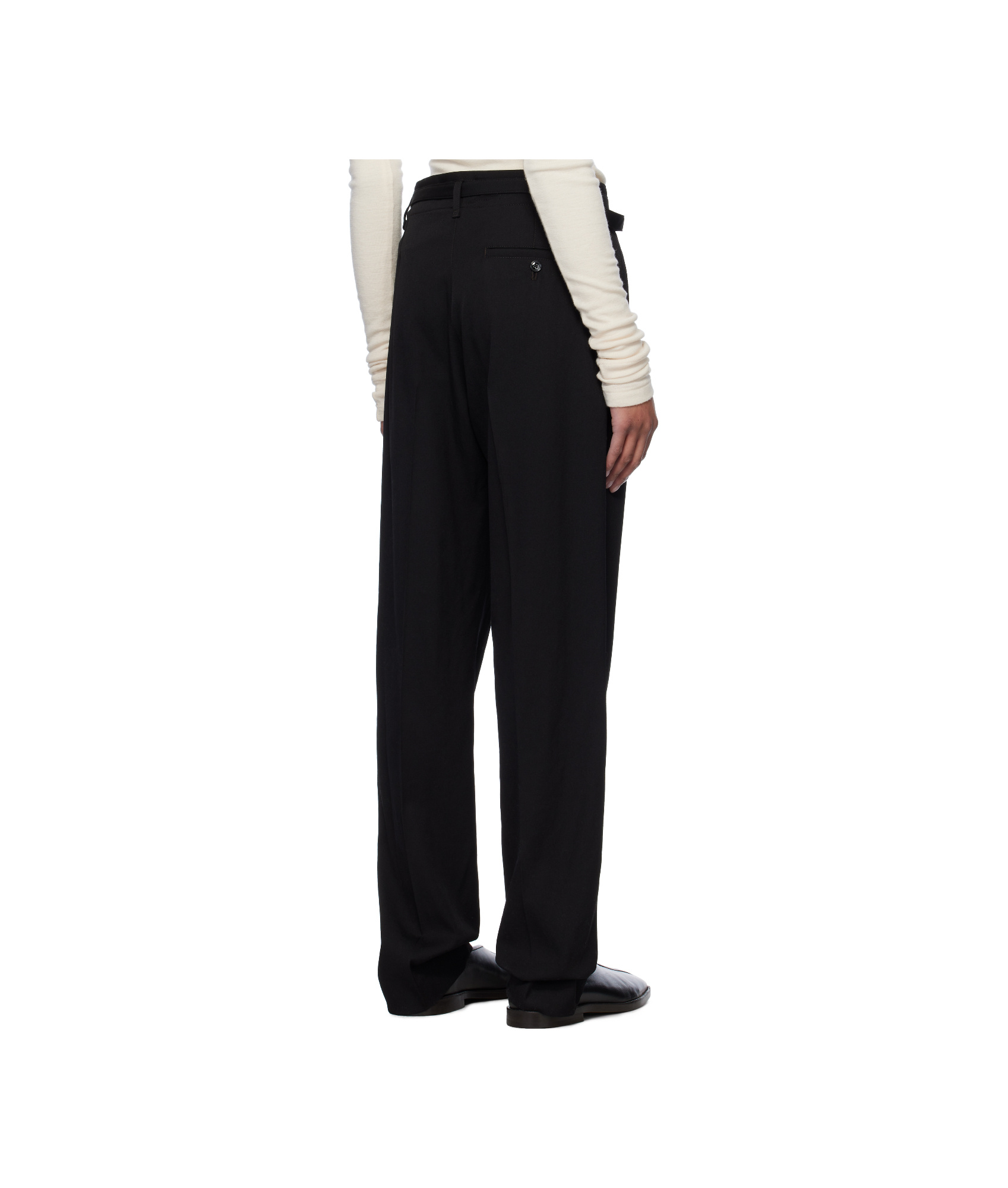 Lemaire Black Belted Soft Tailored Trousers In Black