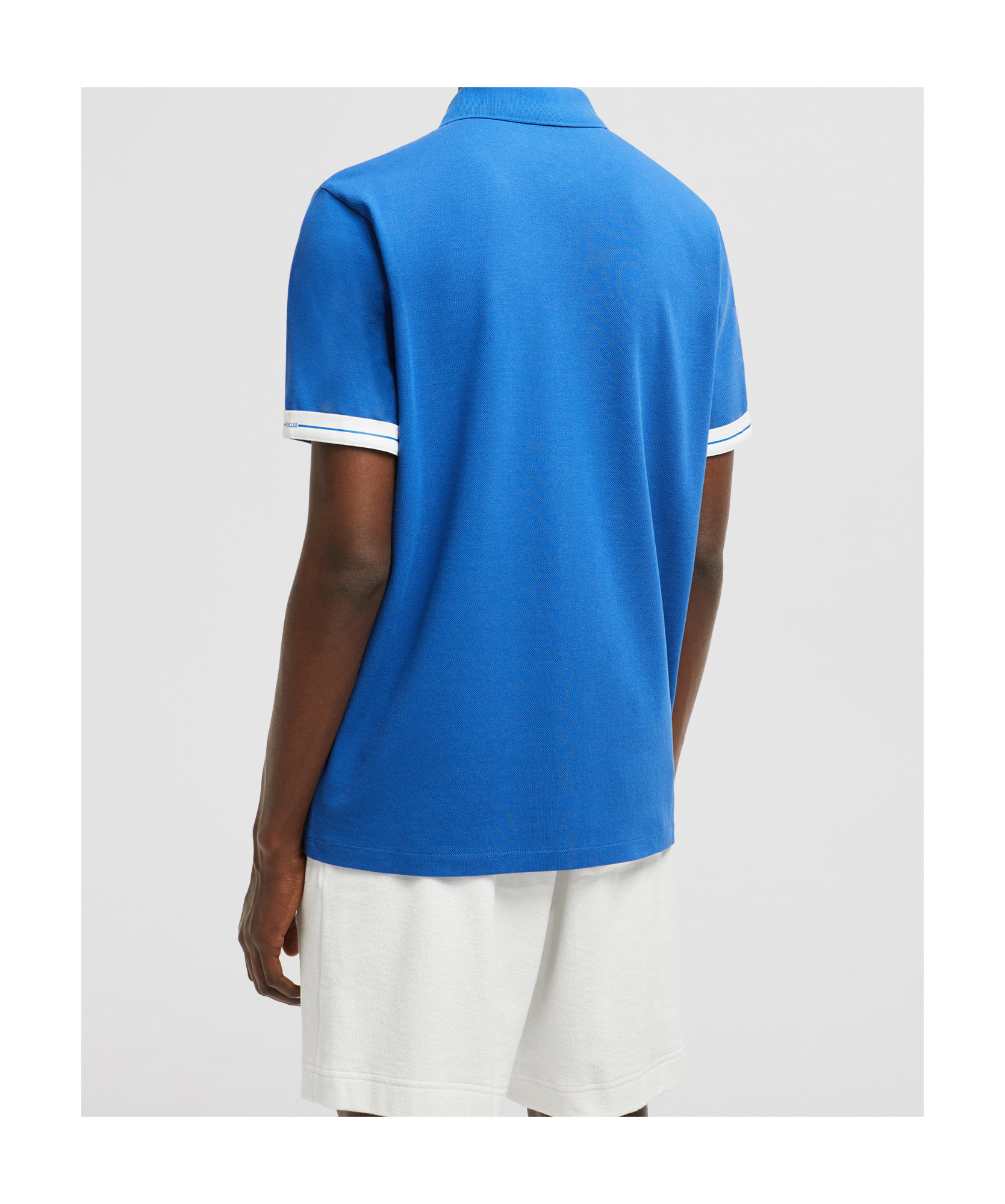 Moncler Logo Cotton Piquet Polo Shirt Blue In Blue