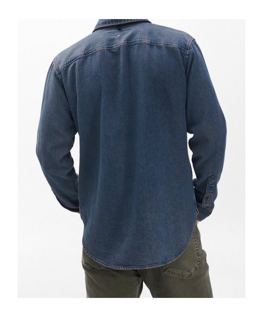 Rag & Bone Long-sleeved Denim Shirt In Blue
