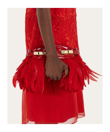 Ferragamo Hug Soft Crossbody Bag With Feathers (xs) In Red