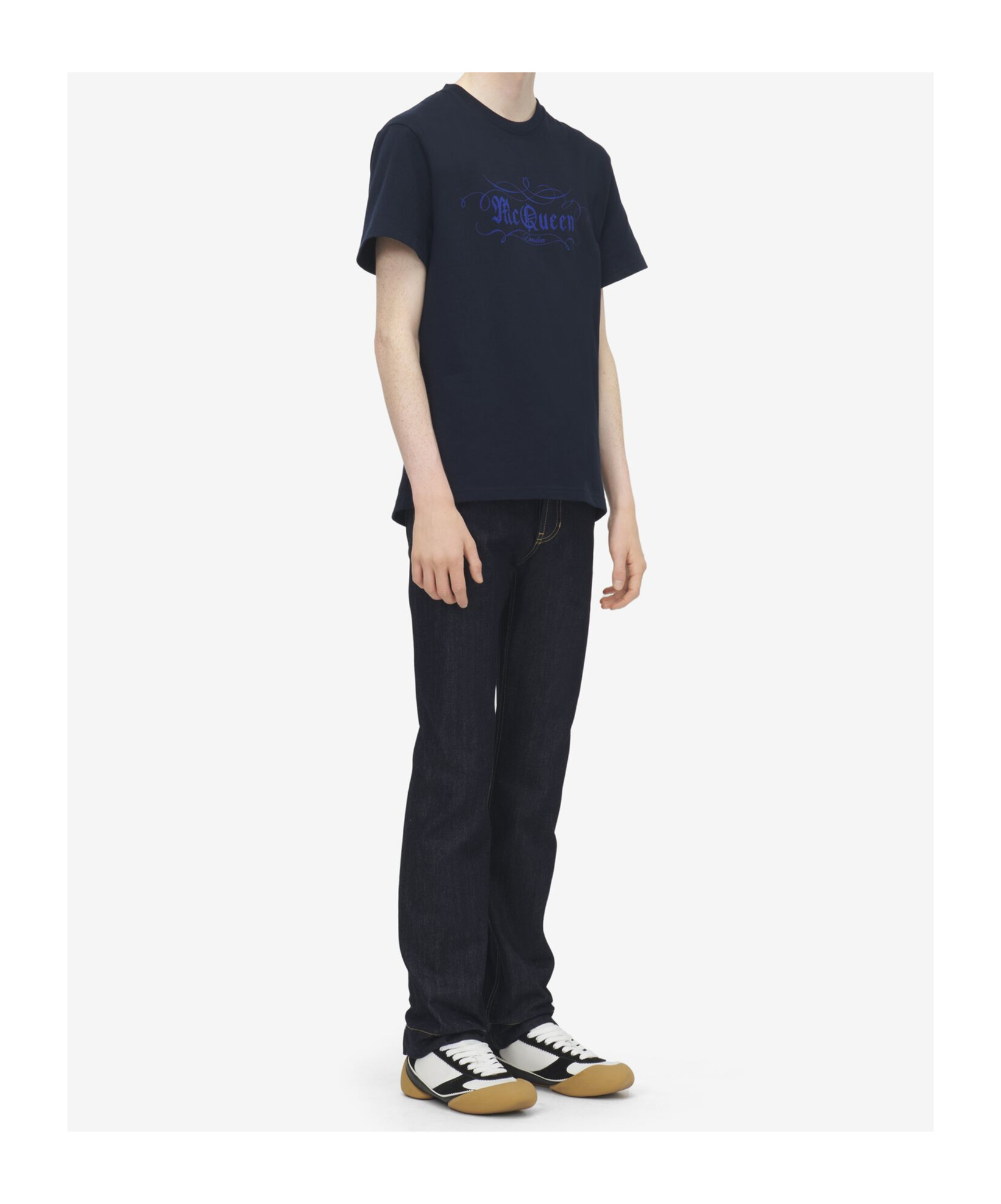 Alexander Mcqueen Men's Mcqueen Script Print T-shirt In Blue In Blue