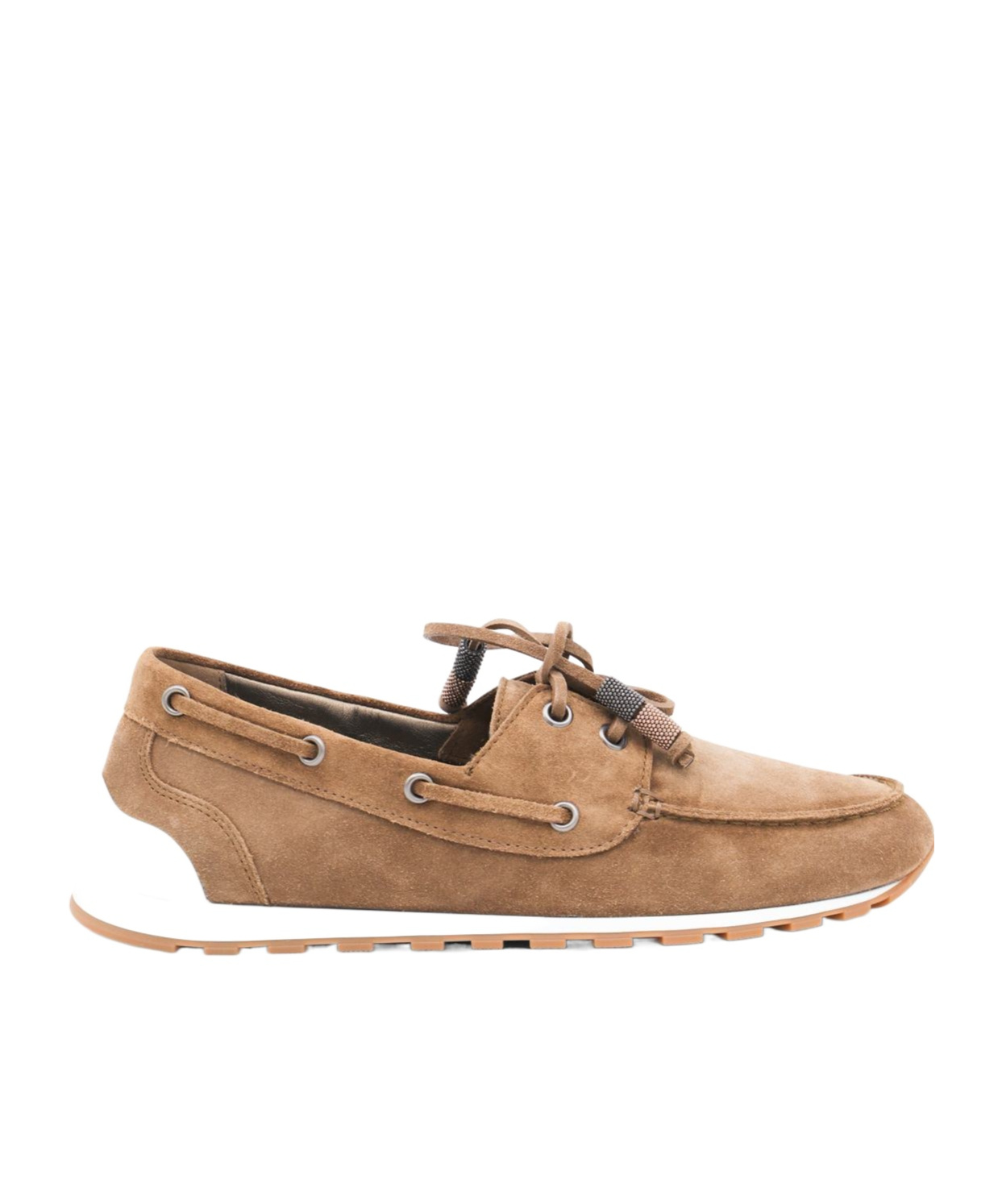 Brunello Cucinelli Loafers With Suede Finish And Rubber Sole In Brown