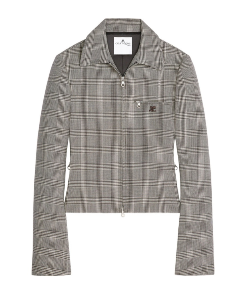 Shop Courrèges Prince Of Wales-pattern Zip-fastening Jacket In Gray