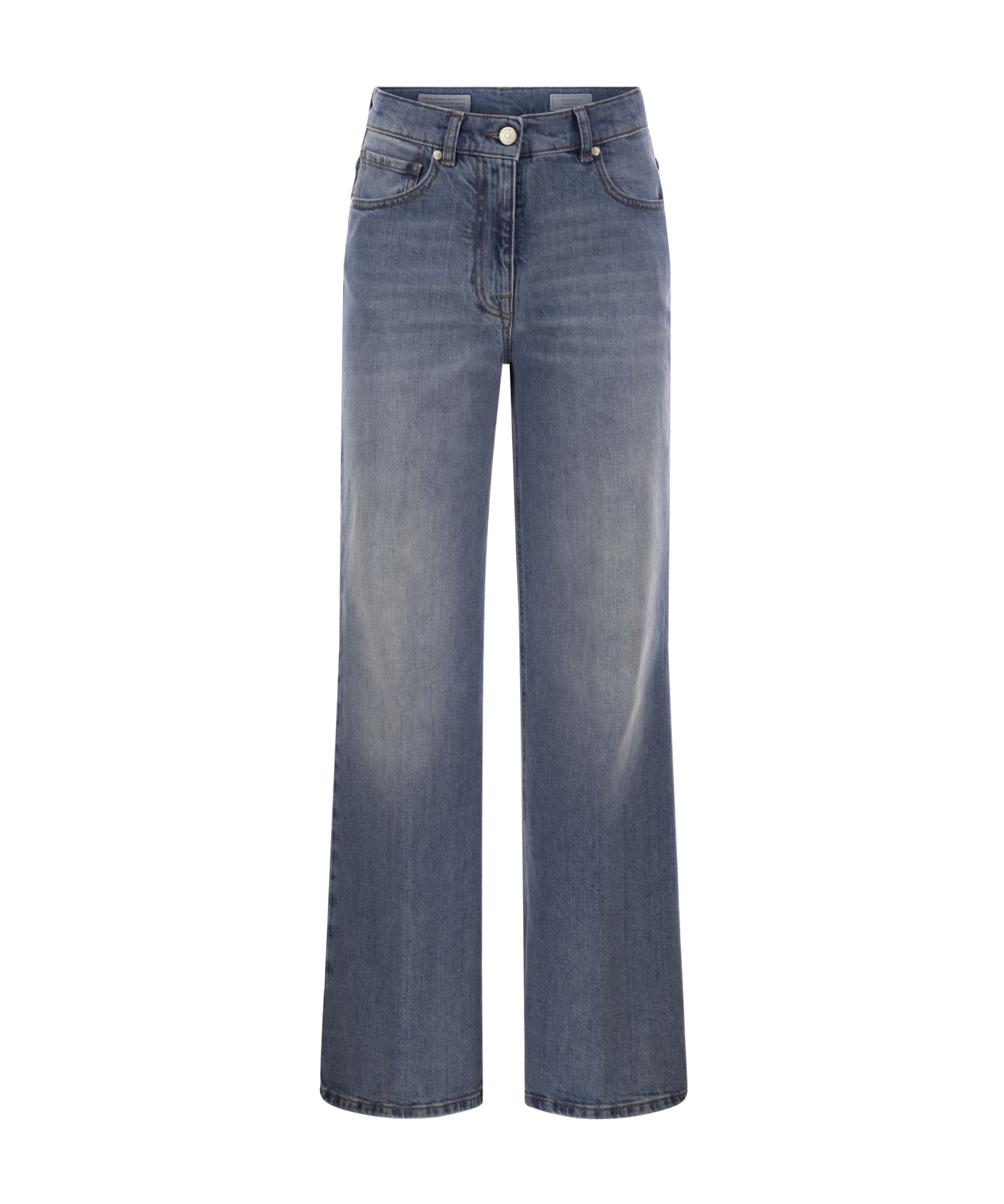 Peserico Stretch Cotton Denim Trousers In Black