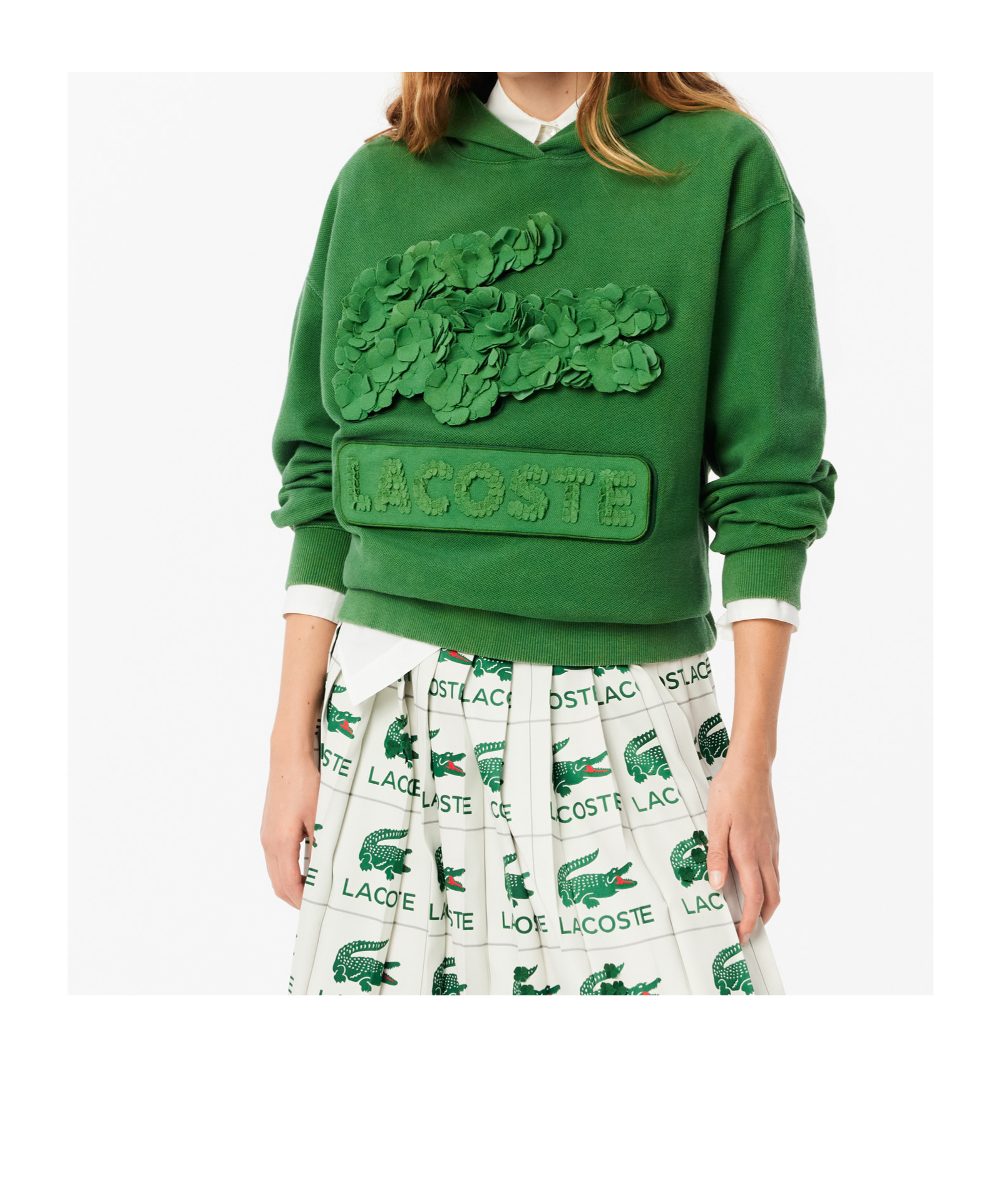 Lacoste Embroidered Hoodie In Green