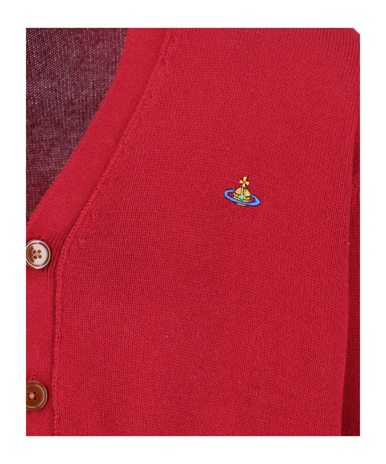 Shop Vivienne Westwood Orb-embroidered Cardigan In Red