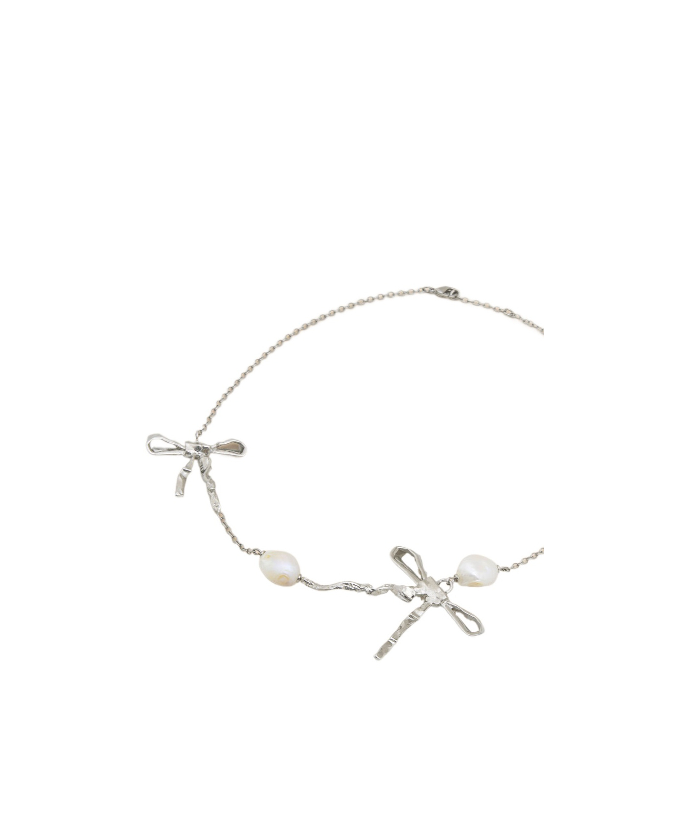 Marni Silver Bow Necklace In Metallic