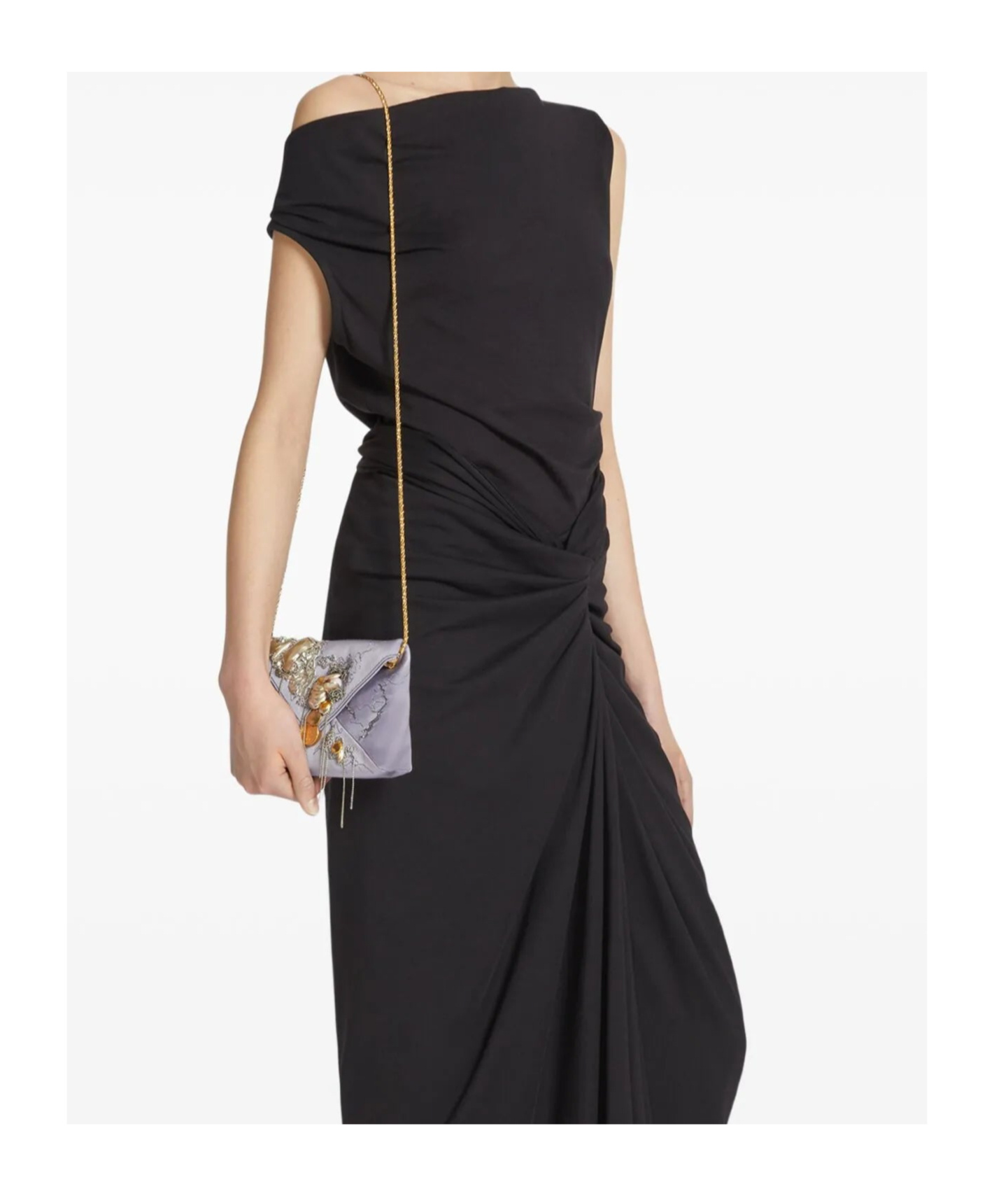 Dries Van Noten Off-the-shoulder Draped Cotton-jersey Top In Black