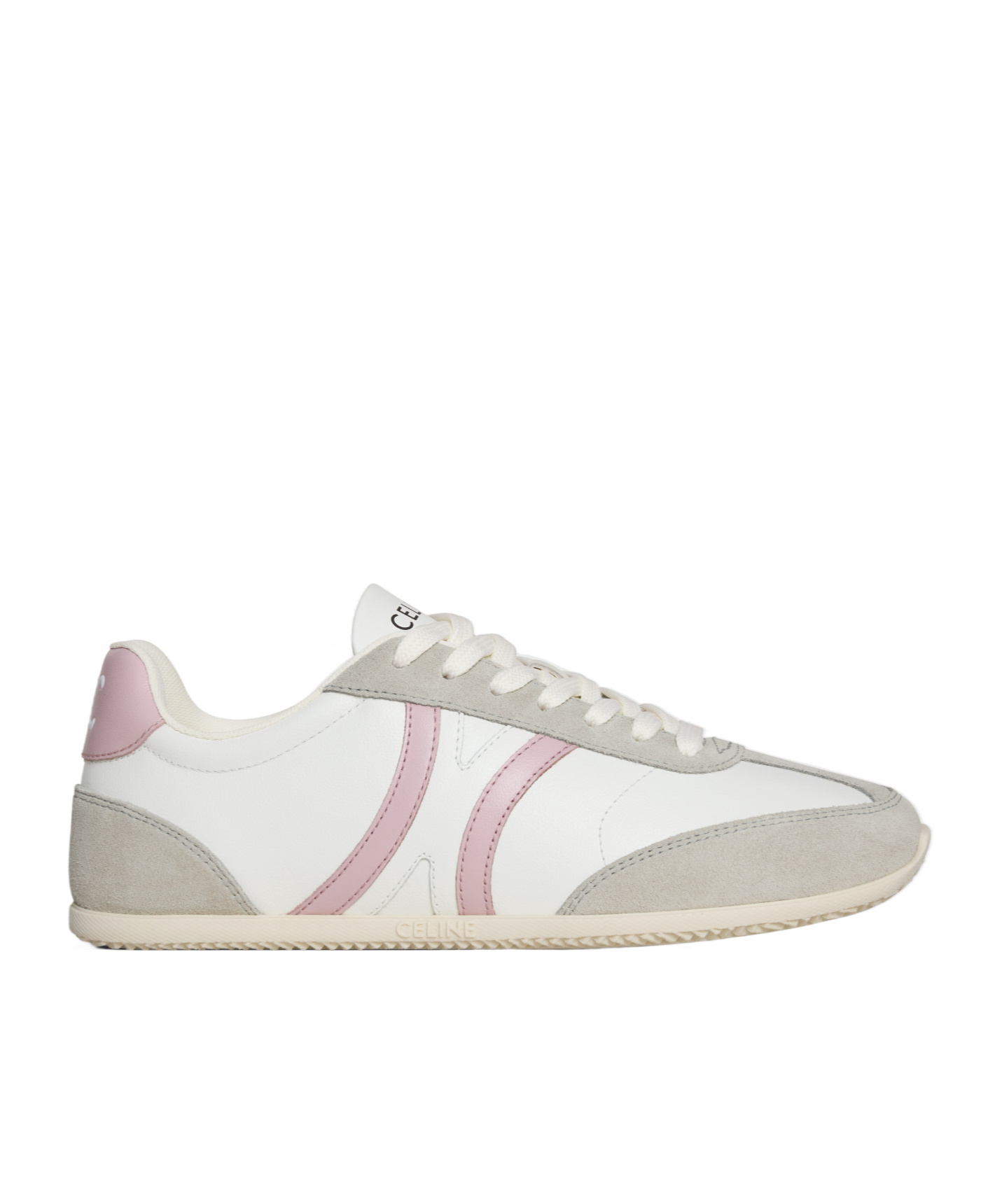Celine Jogger Low Lace-up Sneaker In Calfskin  Suede Calfskin In White