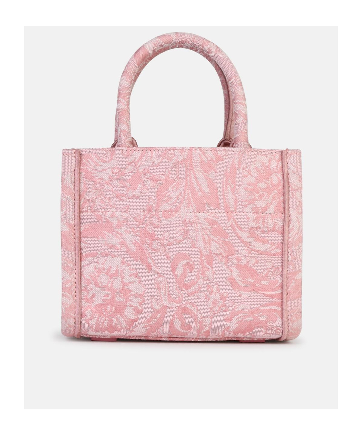 Versace Small Barocco Athena Canvas Tote Bag In Pink