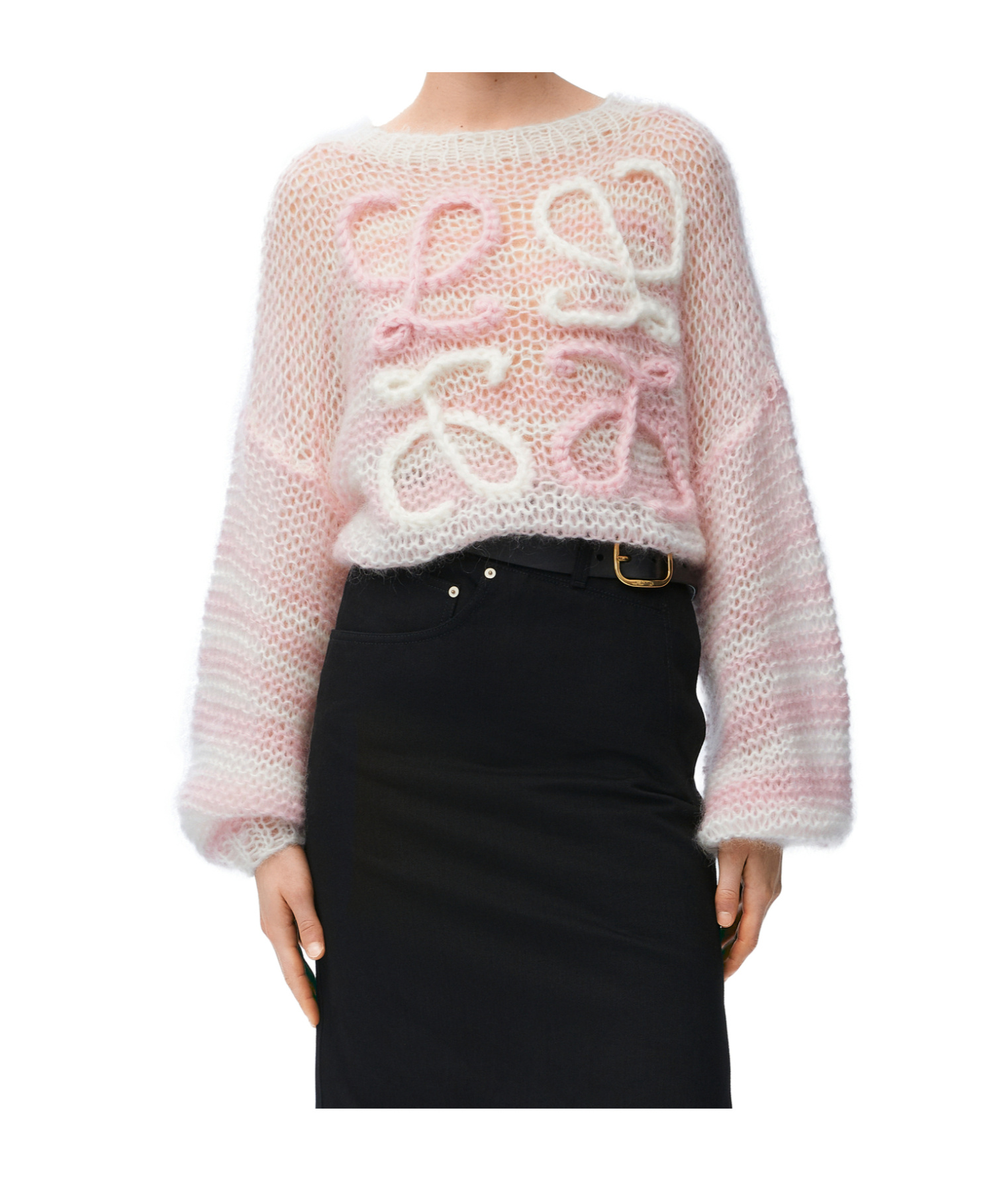 Loewe Embroidered Mohair Blend Sweater In Pink