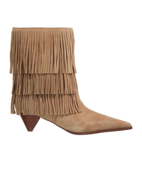 Michael Kors Jayla Suede Fringed Ankle Boot In Brown
