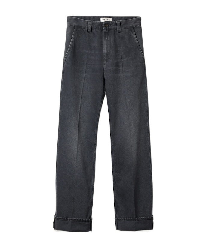 Miu Miu Embroidery Logo Jeans In Black