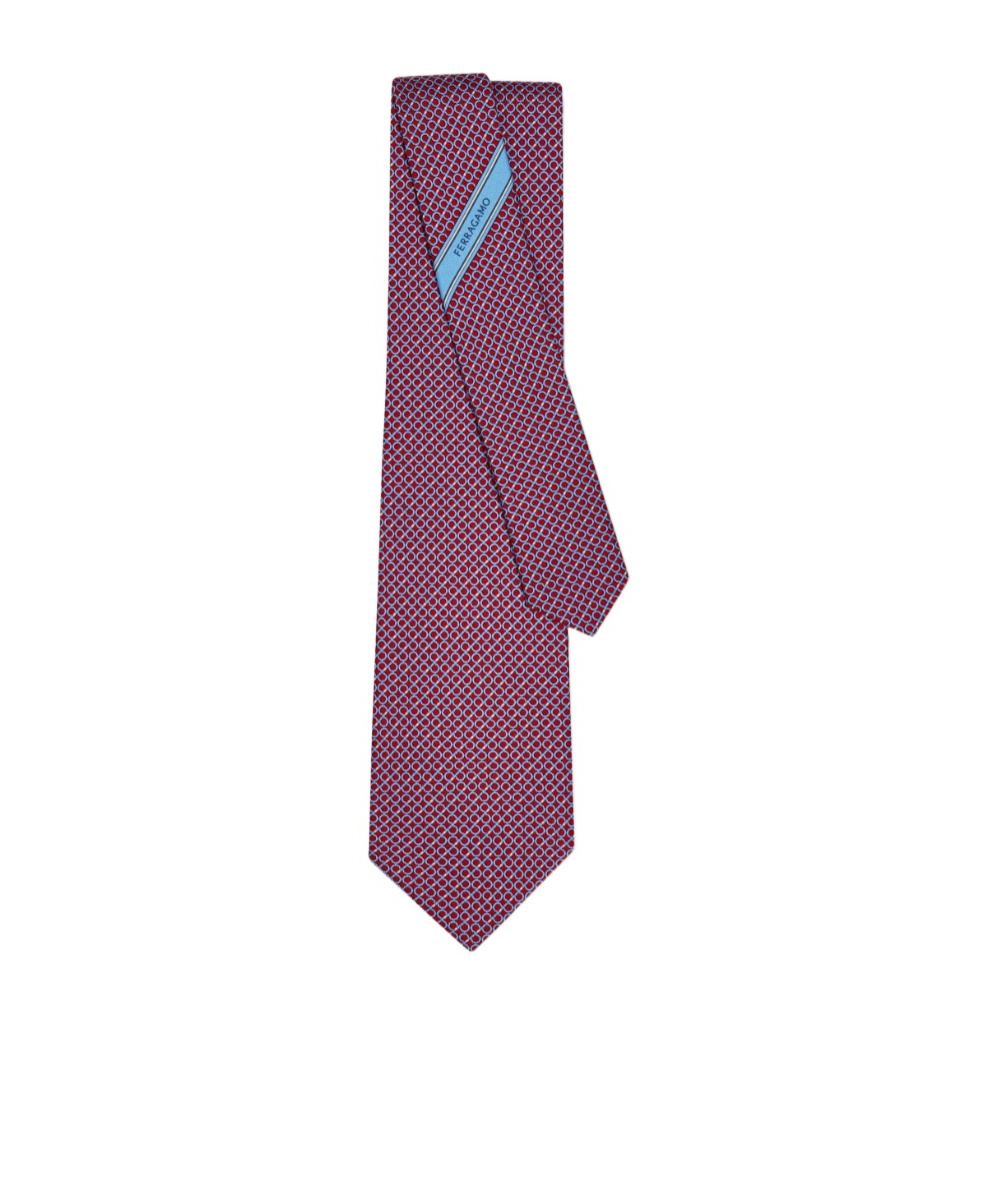 Ferragamo Gancini Regimental Print Silk Tie In Multi