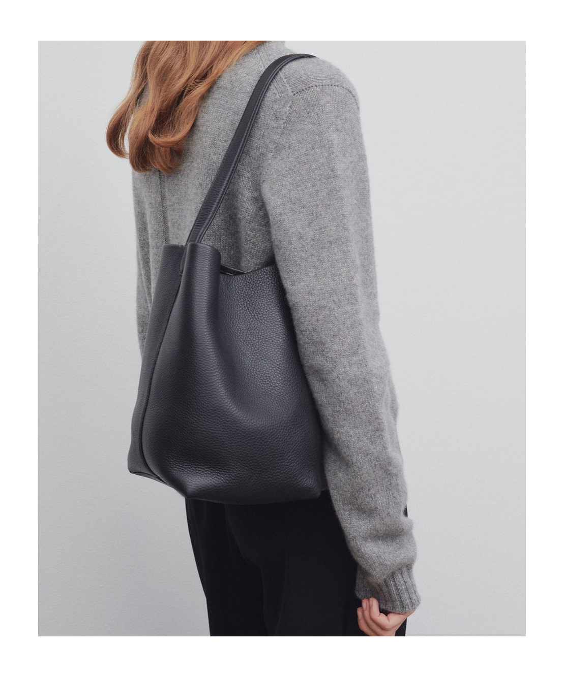The Row Hook Ns Large Leather Tote Bag In Black
