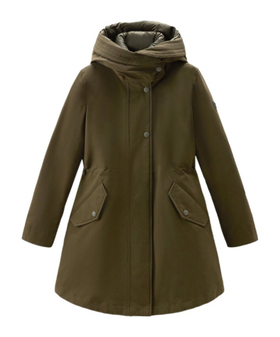 Woolrich Long Military 3in1 Down Parka In Green