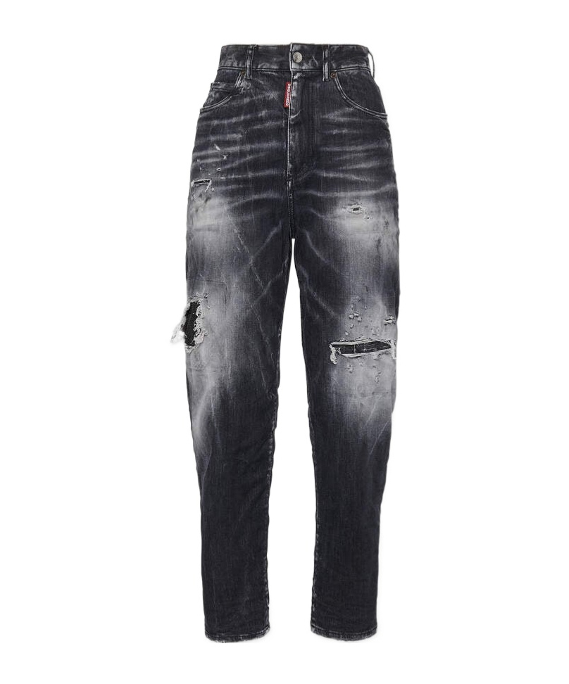 Dsquared2 Distressed Straight-leg Jeans In Black