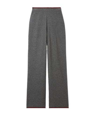 Gucci Soft Rib Felted Wool Pants In Gray