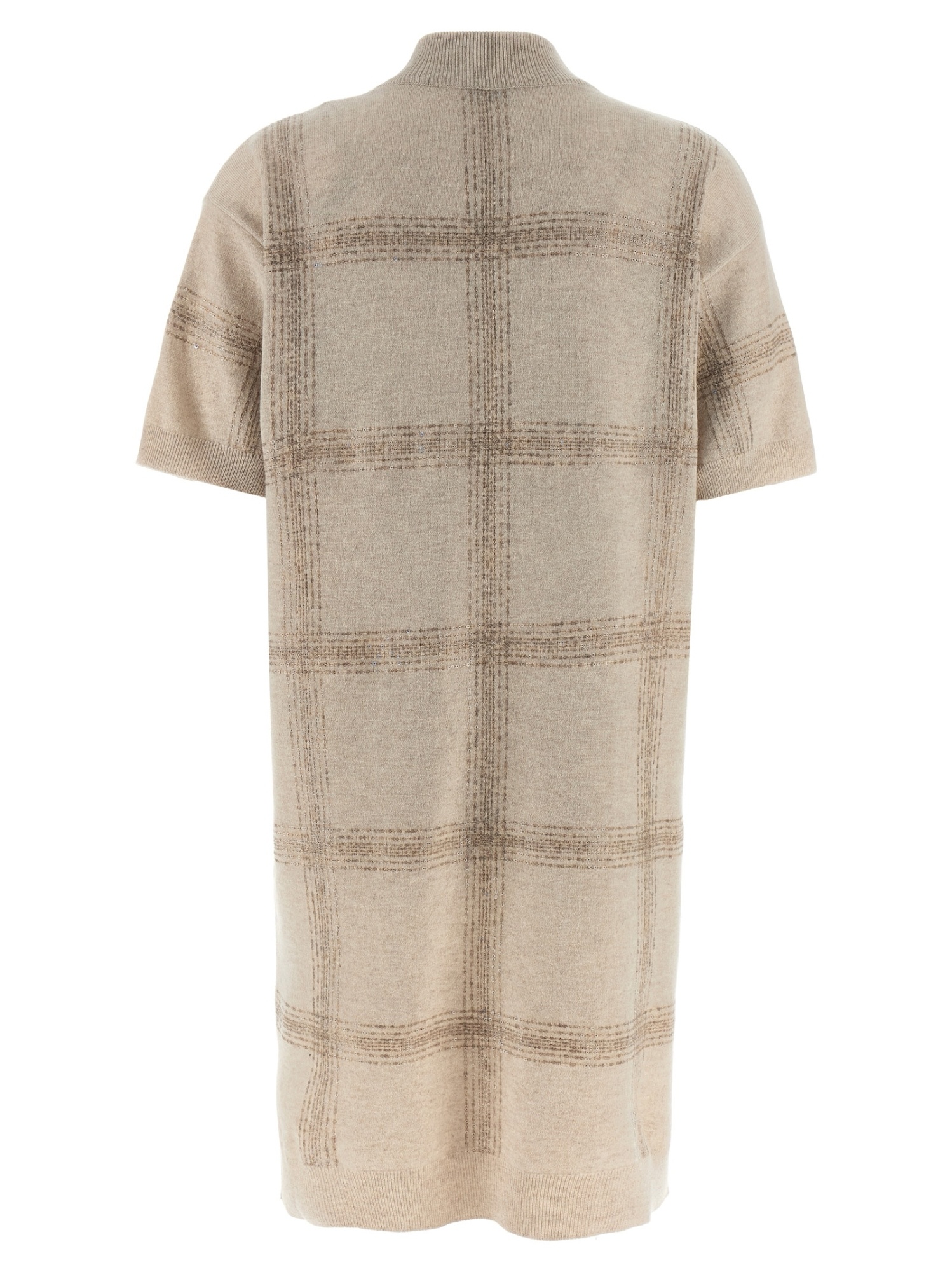 Brunello Cucinelli Knit Dress With Short Sleeves And Collar In Brown