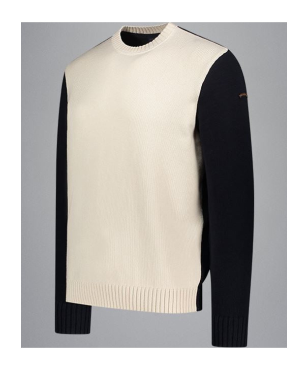 Paul & Shark Two-tone Ribbed Jumper In White